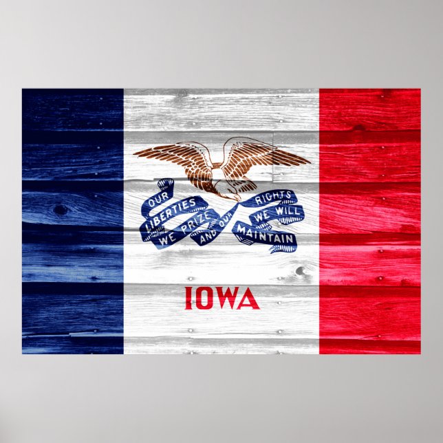 Poster Estado de Iowa Flag Grunge (Frente)