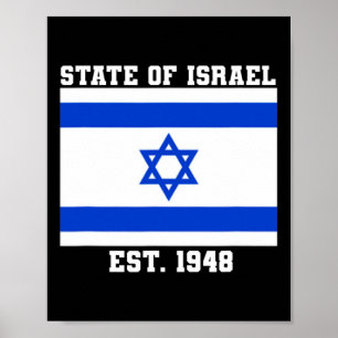 Poster Estado De Israel Flag Est. 1948 Dia da Independênc