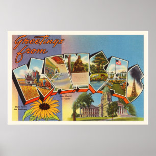 Poster Estado de lembrança velha das viagens vintage de