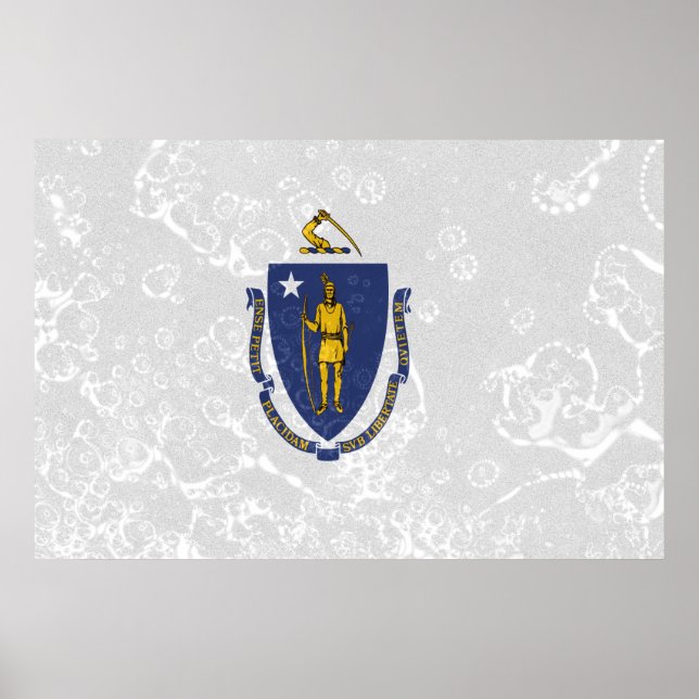 Poster Estado de Massachusetts Flag Grunge (Frente)
