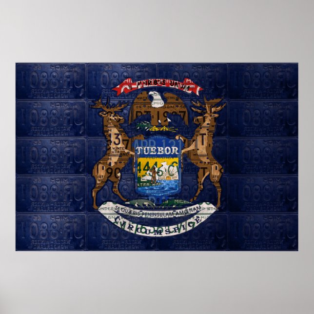 Poster Estado de Michigan License Plate Art (Frente)