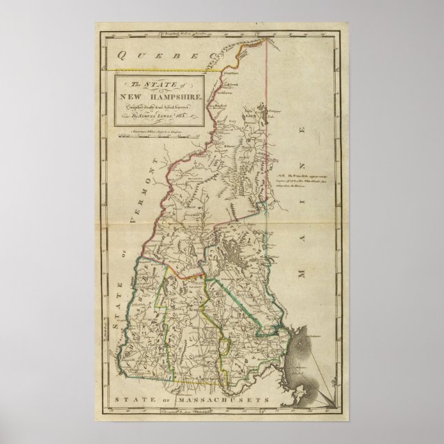 Pôster Estado de New Hampshire (Frente)