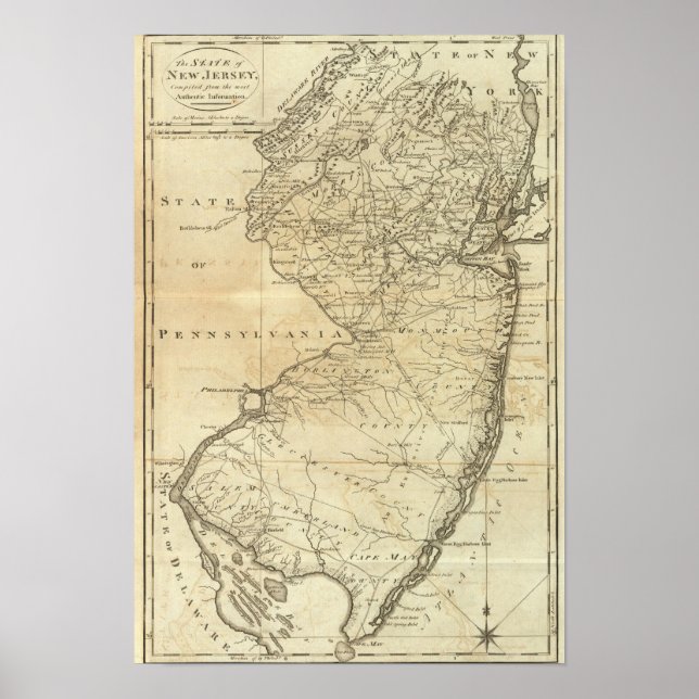 Pôster Estado de Nova Jersey (Frente)