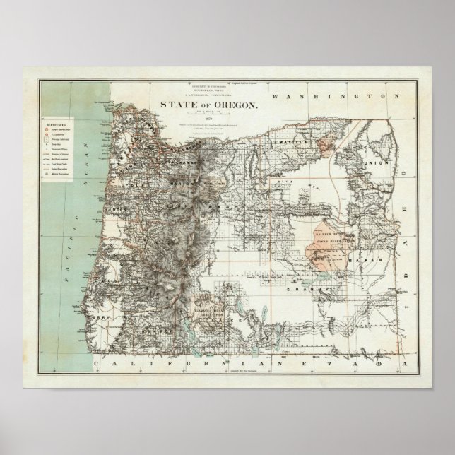 Pôster Estado De Oregon (Frente)