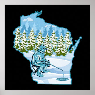 Poster Estado de Pesca de Gelo do Wisconsin