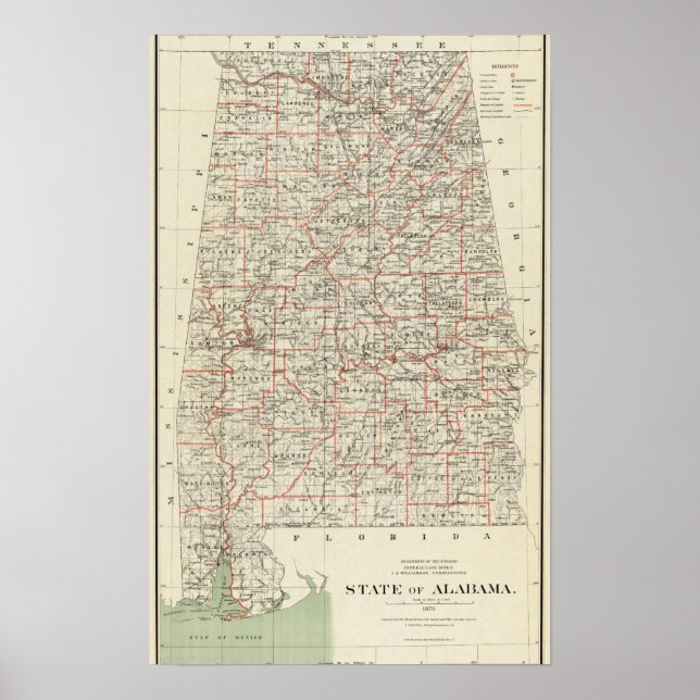 Pôster Estado do Alabama (Frente)