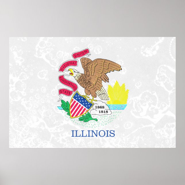 Poster Estado do Illinois Flag Grunge (Frente)