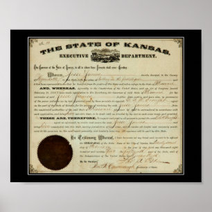 Poster Estado do Kansas 1875 Jesse James Exadition Order