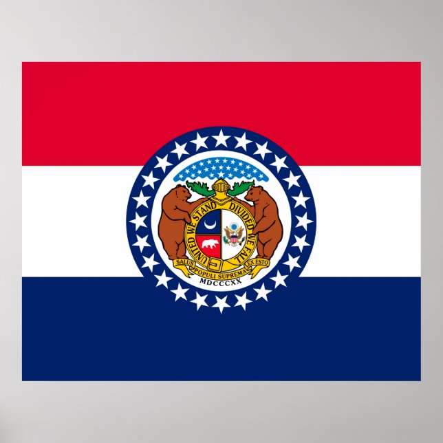 Pôster Estado do Missouri Flag Design (Frente)