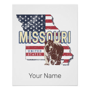 Pôster Estado do Missouri United States Retro Map Vintage