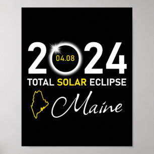 Poster Estado Total do Eclipse Solar Maine 2024