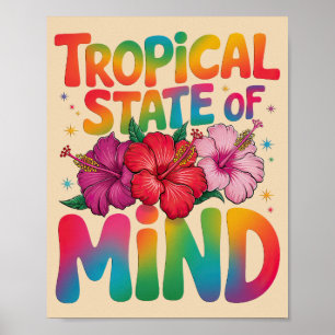 Poster Estado tropical do Mente do Verão de Praia Gráfico