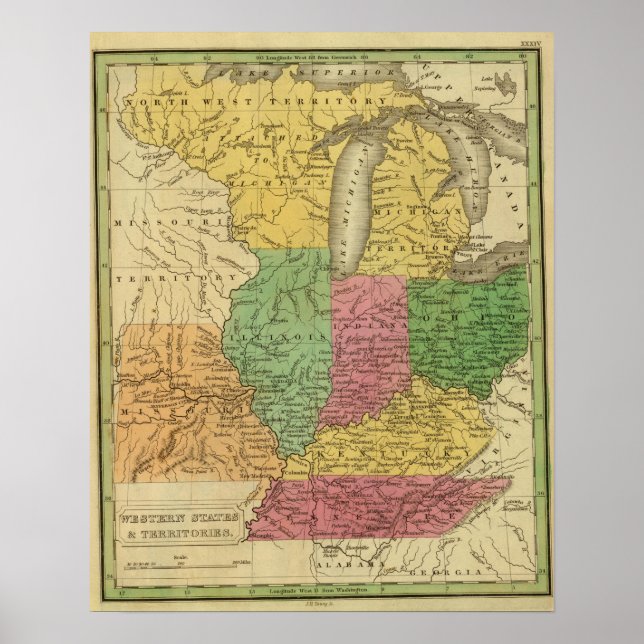 Poster Estados ocidentais, territórios (Frente)