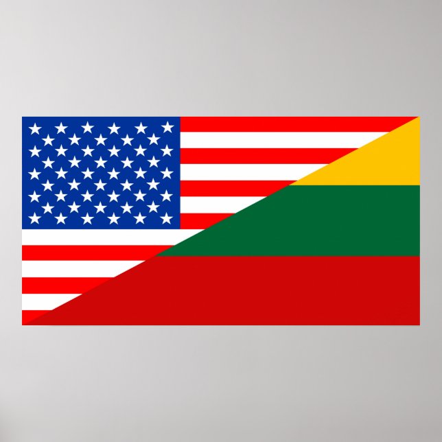 Poster estados unidos américa lituânia meia bandeira eua  (Frente)