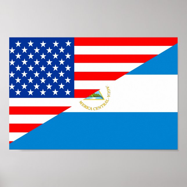 Pôster estados unidos america nicaragua meia bandeira eua (Frente)