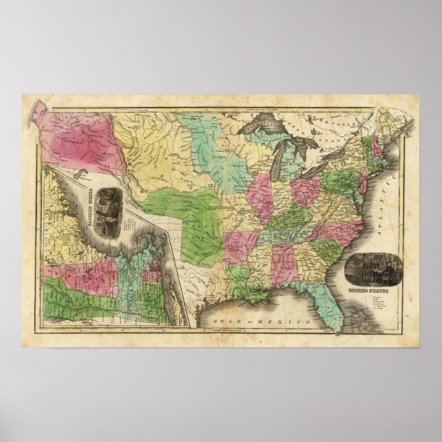 Poster Estados Unidos com Estados do Leste (Frente)