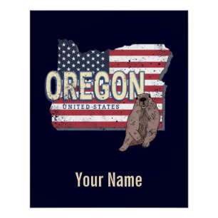 Pôster Estados Unidos do Oregon Mapa Retroativo dos EUA S