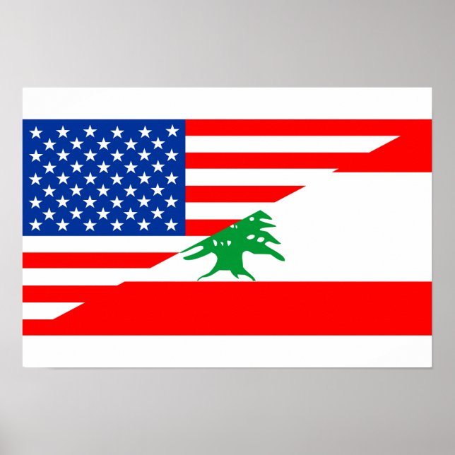 Pôster estados unidos estado américa lebanon half flag (Frente)