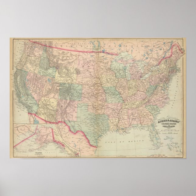 Pôster Estados Unidos, territórios (Frente)