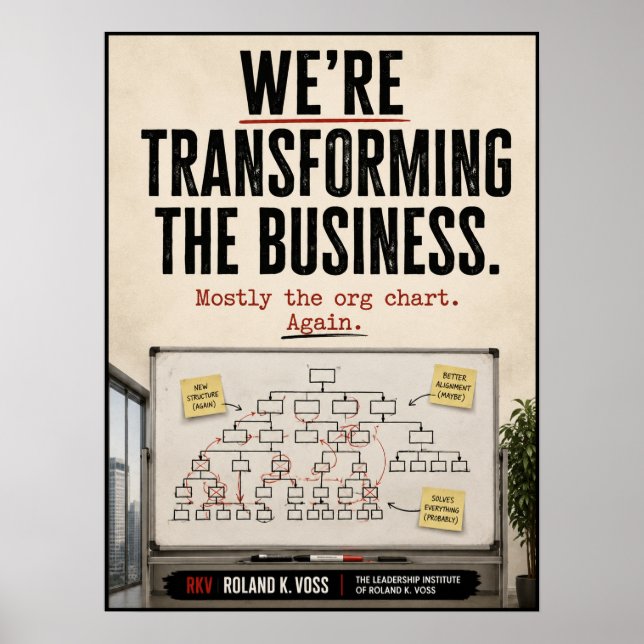 Poster Estamos Transformando a Sátira dos Negócios (Frente)