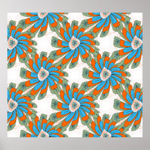 Poster Estampa de tecido abstrata floral rasterizada