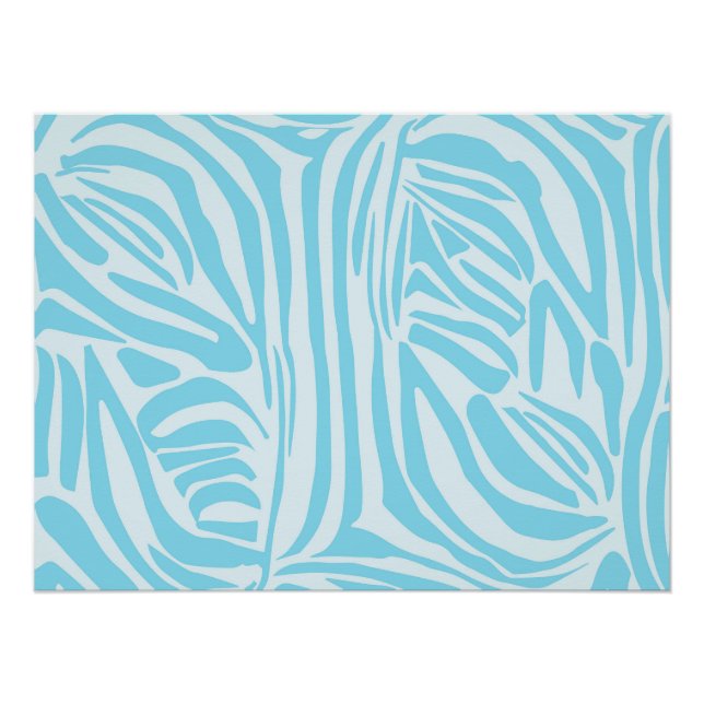 Pôster Estampa Ousada de Zebra Azul e Branco (Frente)