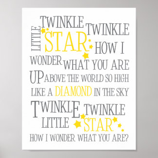 PÔSTER ESTAMPADO DE ARTE TWINKLE TWINKLE LITTLE STAR-8X10