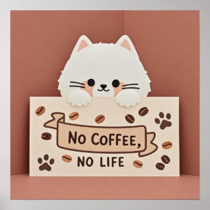 Poster Estampas de pata de gato e feijão-de-café
