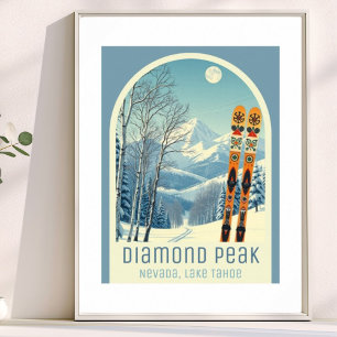 Poster Estância de esqui Diamond Peak Nevada Lago Tahoe