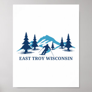 Poster Estância de esqui East Troy Wisconsin Esquiando Es