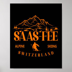 Poster Estância de esqui Saas-fee Alpes suíços Esqui alpi
