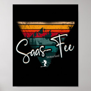 Poster Estância de esqui Saas-fee Alpes suíços Esqui alpi