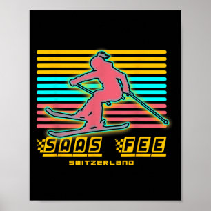 Poster Estância de esqui Saas-fee Alpes suíços Esqui retr
