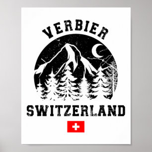 Poster Estância de esqui Verbier Suíça Alpes Esqui alpino