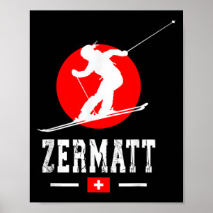 Poster Estância de Esqui Zermatt Alpes Montanhas Suíças S