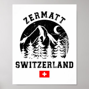 Poster Estância de esqui Zermatt Suíça Alpes Esqui alpino
