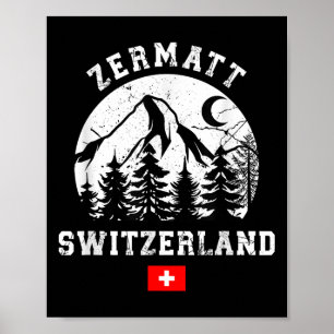 Poster Estância de esqui Zermatt Suíça Alpes Esqui alpino