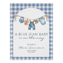 Estandarte de Chá de Bebê em Jeans Azuis Cowboy