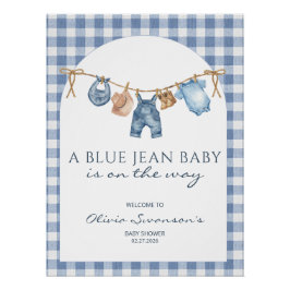 Pôster Estandarte de Chá de Bebê em Jeans Azuis Cowboy