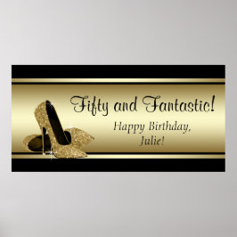 Poster Estandarte de festa de aniversário de salto alto e