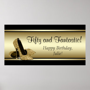 Poster Estandarte de festa de aniversário de salto alto e