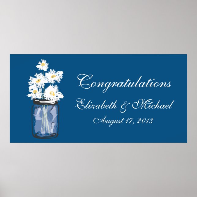 Pôster Estandarte de Pote de Mason e Margaridas Brancas (Frente)