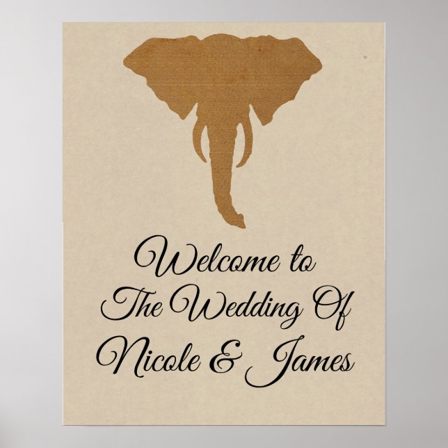 Poster Estandarte Rústico Natural Cabeça de Elefante Chic (Frente)