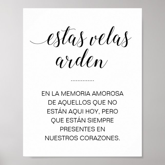 Poster Estas Velas Arden Sinal de Casamento Memorial em E (Frente)