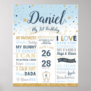 Poster Estatísticas de Marcos do 1º Aniversário Twinkle L