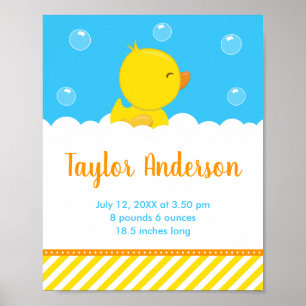 Poster Estatísticas de Nascimento Amarelo e Azul do Patin