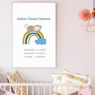 Poster Estatísticas de Nascimento Arco-íris Boho Novo Beb