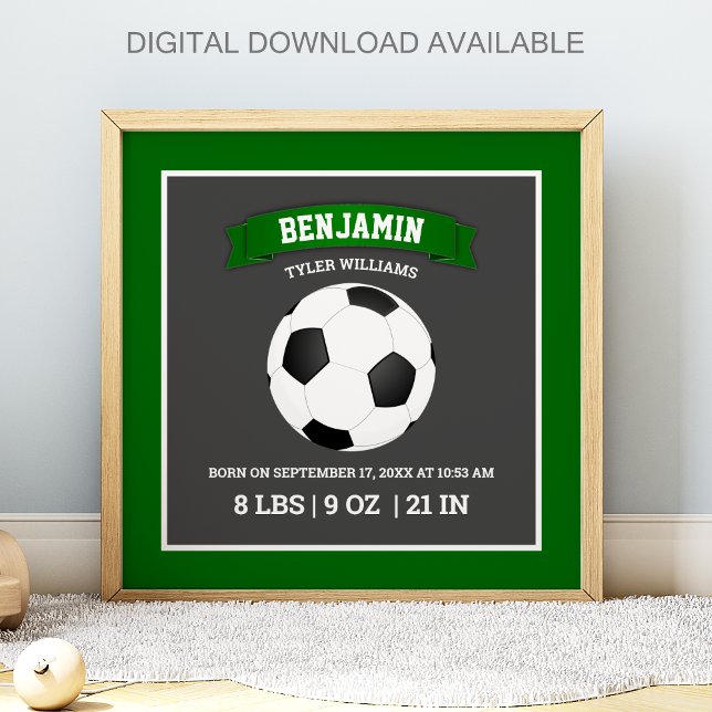 Poster Estatísticas de Nascimento de Bebê com Bola de Fut (Criador carregado)