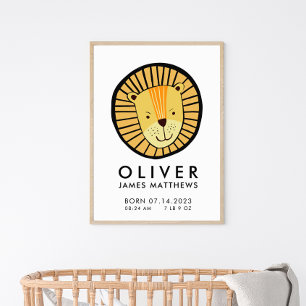 Poster Estatísticas de Nascimento de Leão Fofo