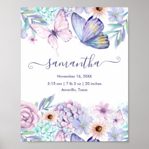 Poster Estatísticas de Nascimento de Menina Personalizada
